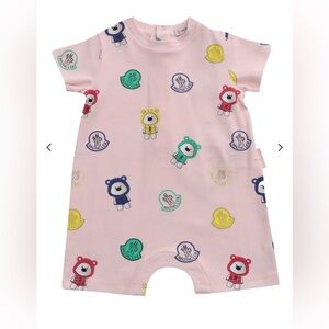 Moncler Enfant all-over graphic-print romper with bear motif 6-9M
